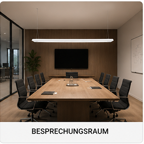 Moderner Besprechungsraum mit linearer Pendelleuchte