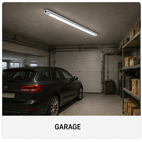 Beleuchtete Garage mit Feuchtraumleuchte