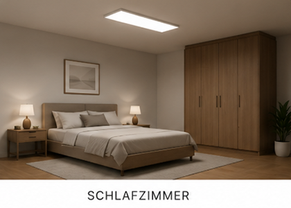Beleuchtetes Schlafzimmer mit Deckenleuchten