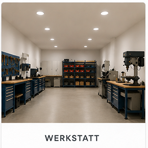 Beleuchtete Werkstatt mit Einlegeleuchten