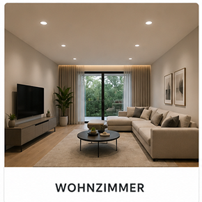 Beleuchtetes Wohnzimmer mit Einlegeleuchten