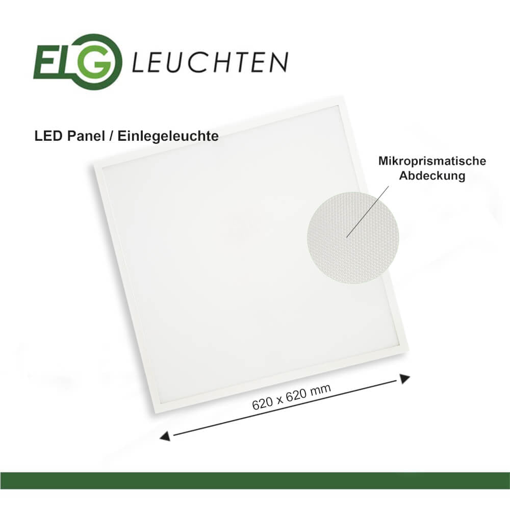 Hochwertige LED Panelleuchte, Einlegeleuchte 62x62cm 4000K (neutralweiß), 4000 Lumen, 25 Watt (inkl. Treiber) - ELG Leuchten