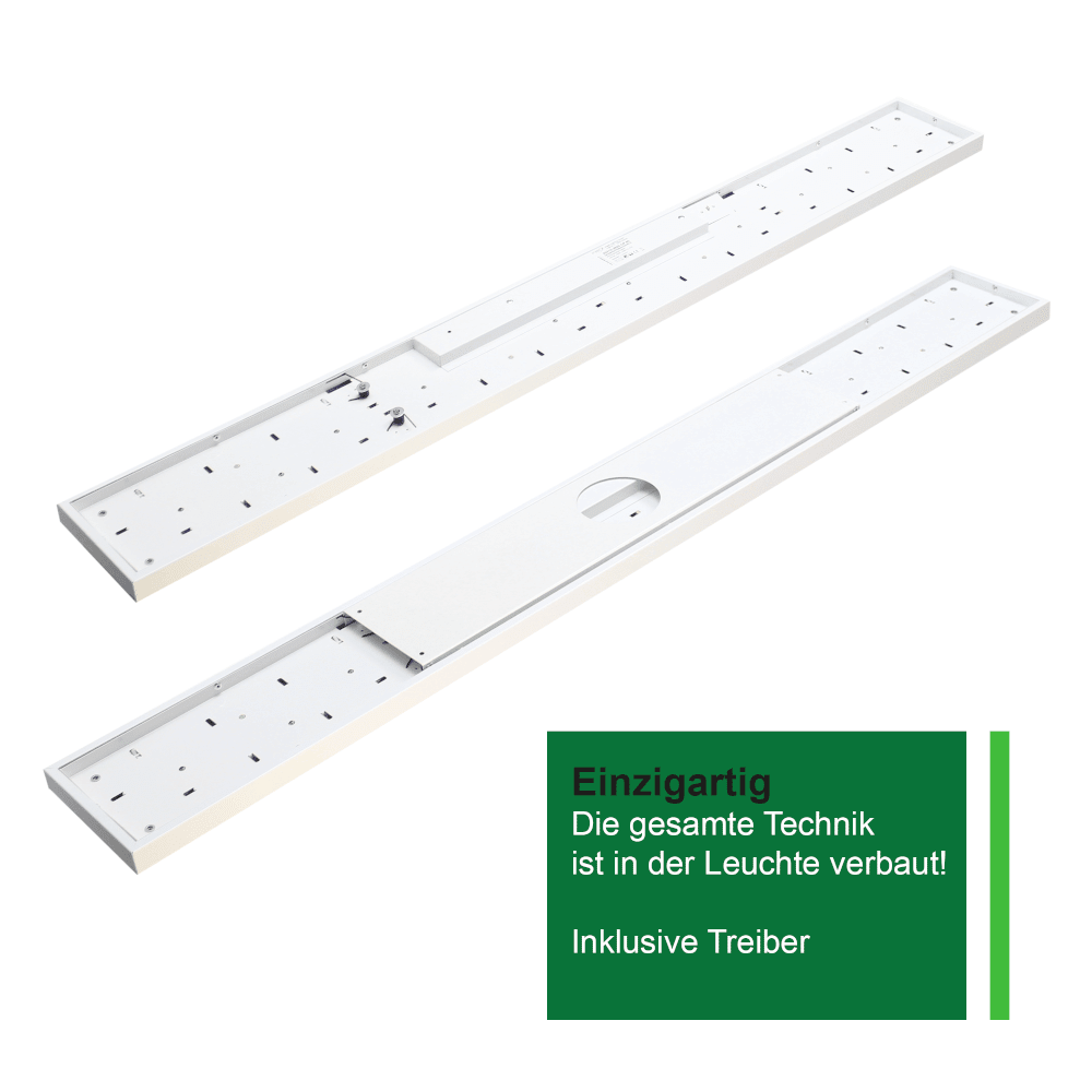Hochwertige LED Rasteranbauleuchte mit Mikrolamellenraster 4000K 120cm 36W 4000lm und 150cm 45W 5000lm - ELG Leuchten