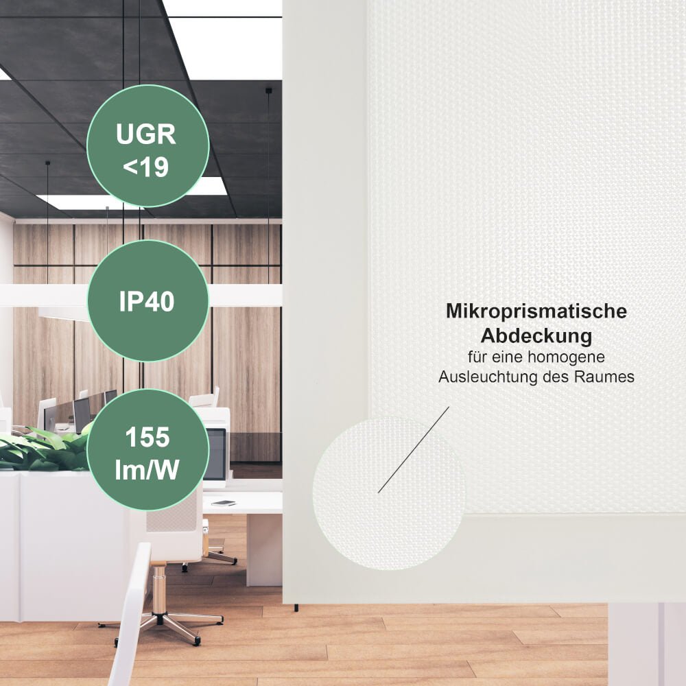 Hochwertiges LED Panel, Einlegeleuchte 62x62cm, 4000K (neutralweiß), 7000 Lumen, 45 Watt (inkl. Treiber) - ELG Leuchten