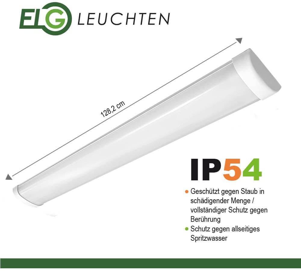 LED Aufbauleuchte 120cm 2 - flammig vorverdrahtet für LED Röhren - ELG Leuchten