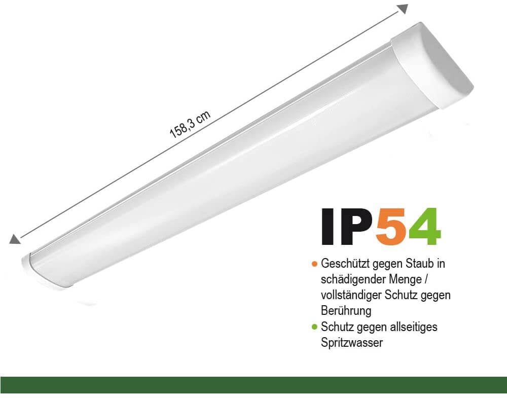 LED Aufbauleuchte 150cm 2 - flammig vorverdrahtet für LED Röhren - ELG Leuchten