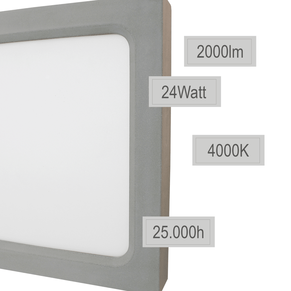 LED Deckenleuchte Beton Grau 2000 Lumen 24 Watt 4000K - ELG Leuchten
