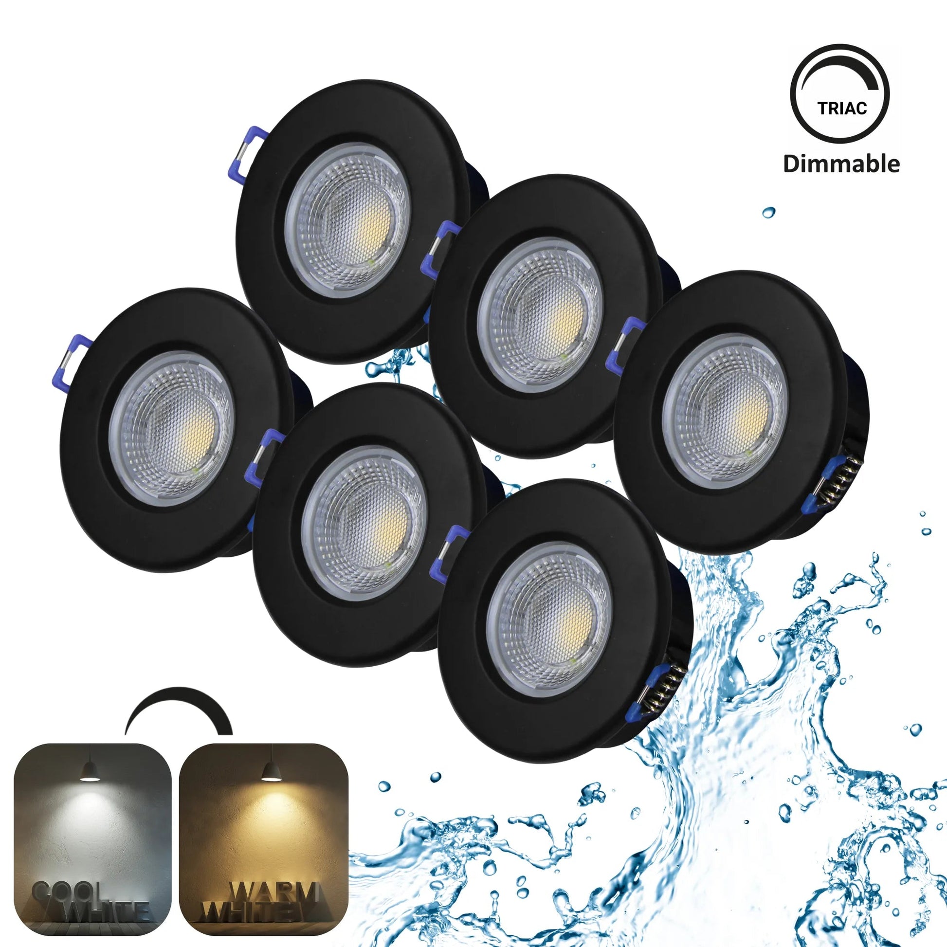 LED Einbaustrahler Dimmbar 240V,7,5W,600 - 650LM,2800 - 4000K,IP54,68mm - ELG Leuchten