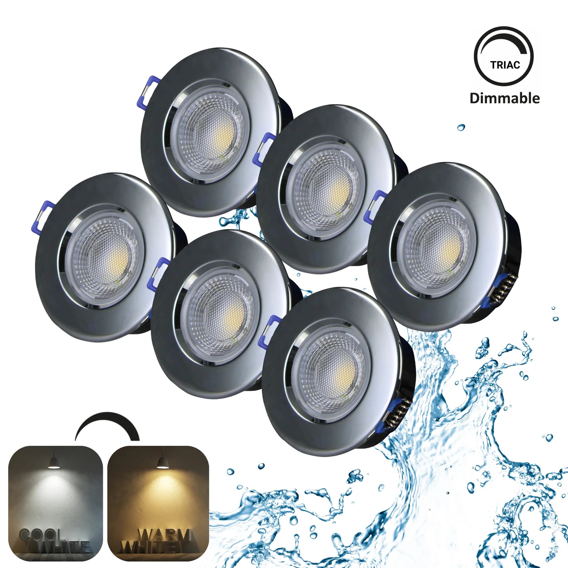 LED Einbaustrahler Dimmbar 240V,7,5W,600 - 650LM,2800 - 4000K,IP54,68mm - ELG Leuchten