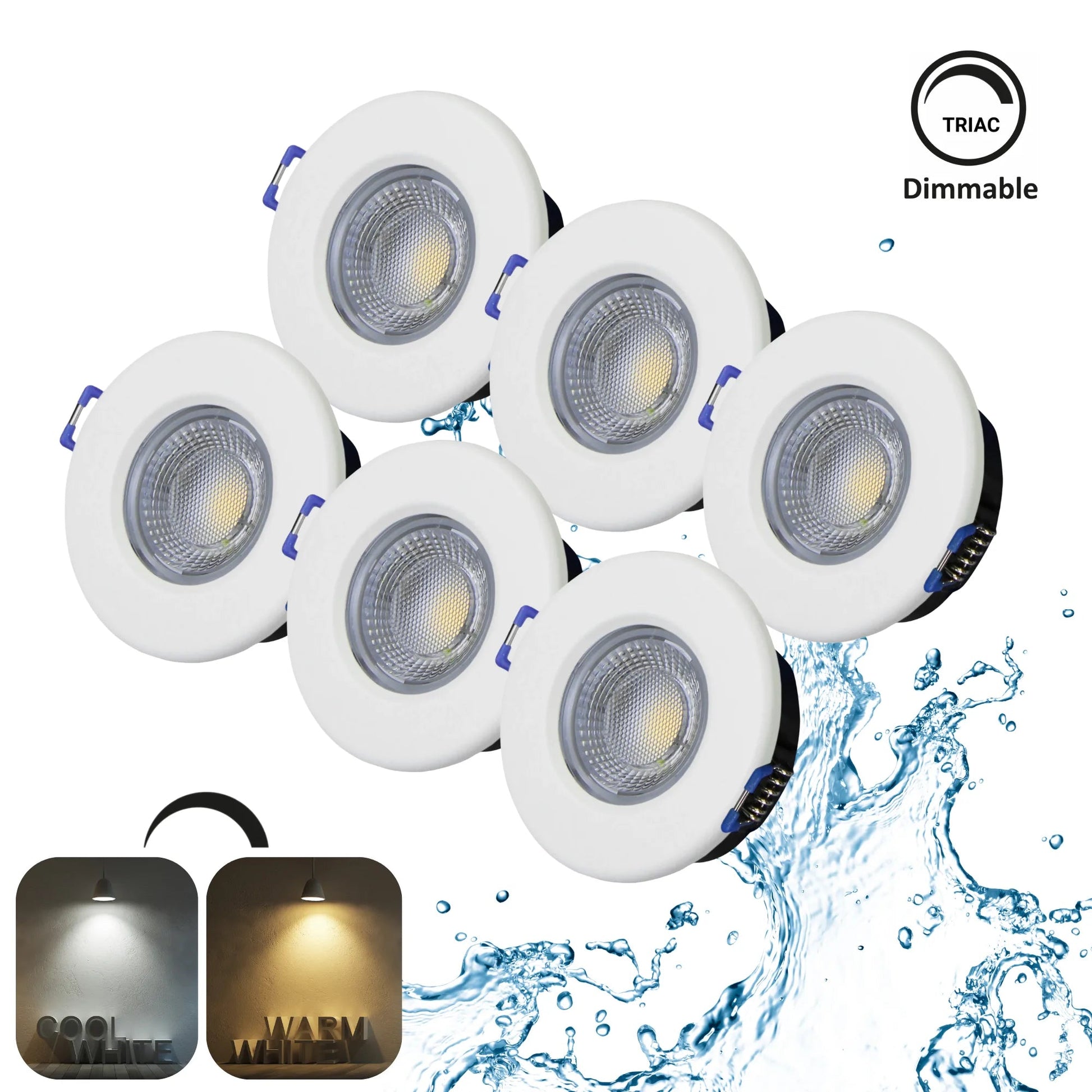 LED Einbaustrahler Dimmbar 240V,7,5W,600 - 650LM,2800 - 4000K,IP54,68mm - ELG Leuchten