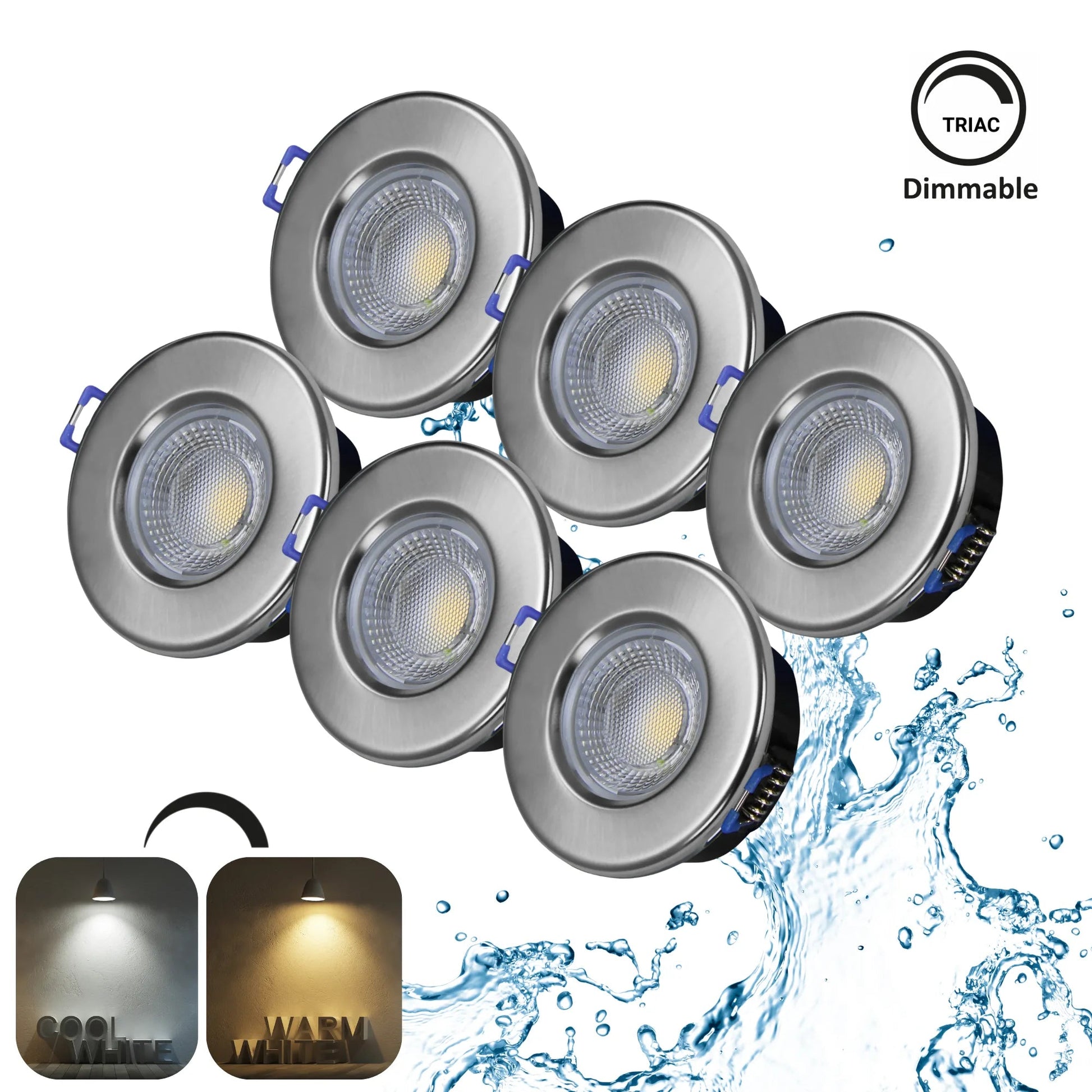 LED Einbaustrahler Dimmbar 240V,7,5W,600 - 650LM,2800 - 4000K,IP54,68mm - ELG Leuchten