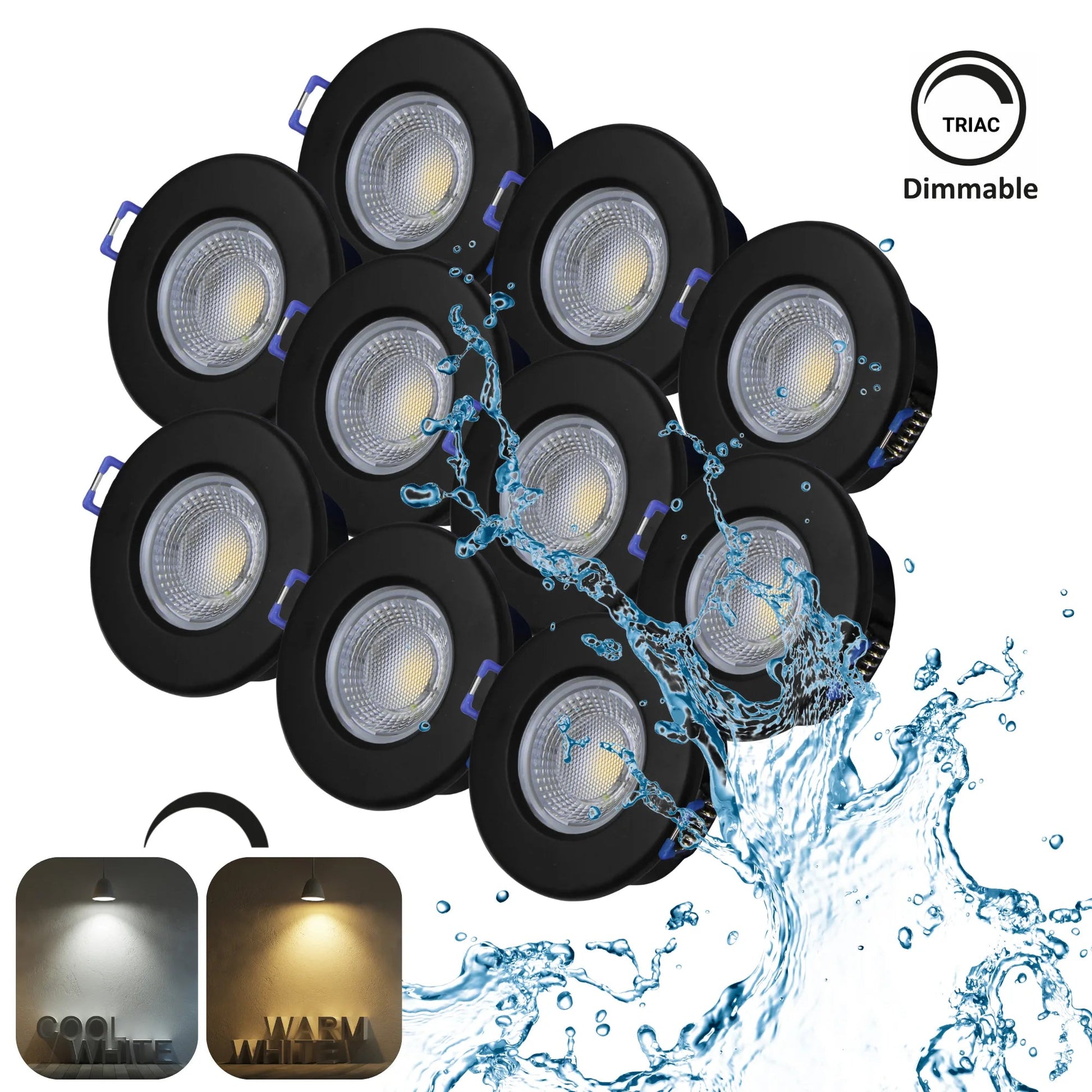 LED Einbaustrahler Dimmbar 240V,7,5W,600 - 650LM,2800 - 4000K,IP54,68mm - ELG Leuchten