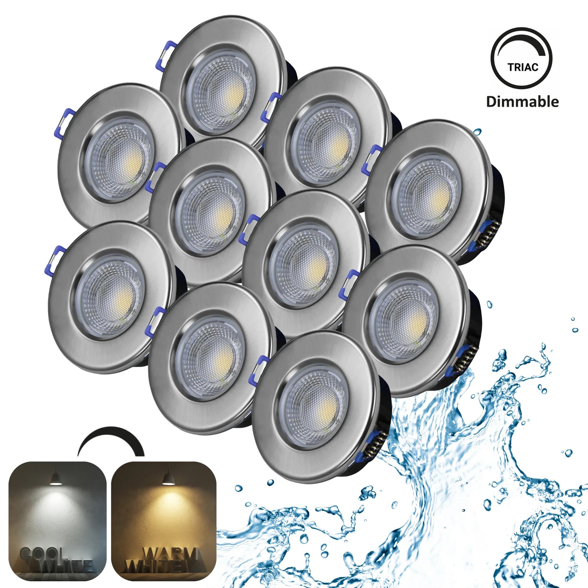 LED Einbaustrahler Dimmbar 240V,7,5W,600 - 650LM,2800 - 4000K,IP54,68mm - ELG Leuchten