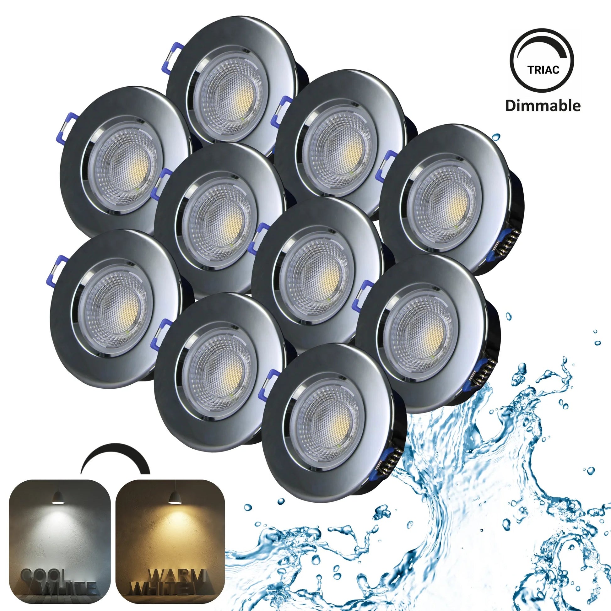 LED Einbaustrahler Dimmbar 240V,7,5W,600 - 650LM,2800 - 4000K,IP54,68mm - ELG Leuchten