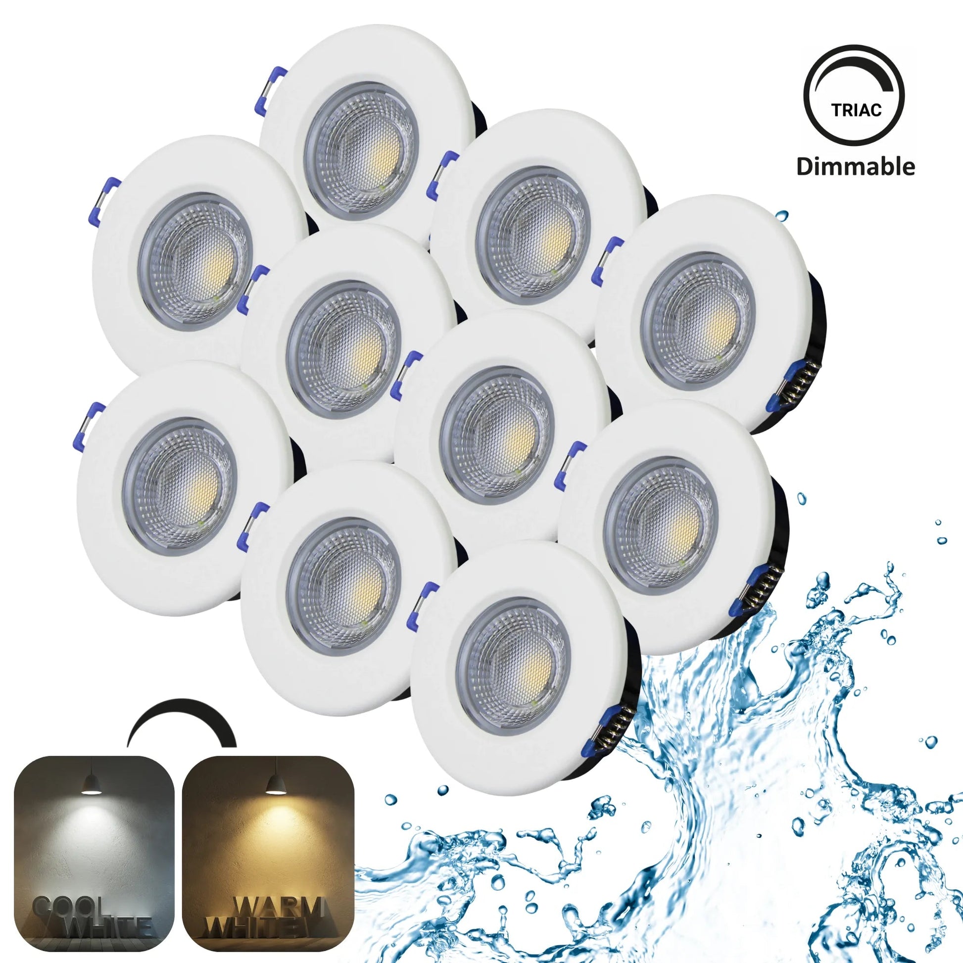 LED Einbaustrahler Dimmbar 240V,7,5W,600 - 650LM,2800 - 4000K,IP54,68mm - ELG Leuchten