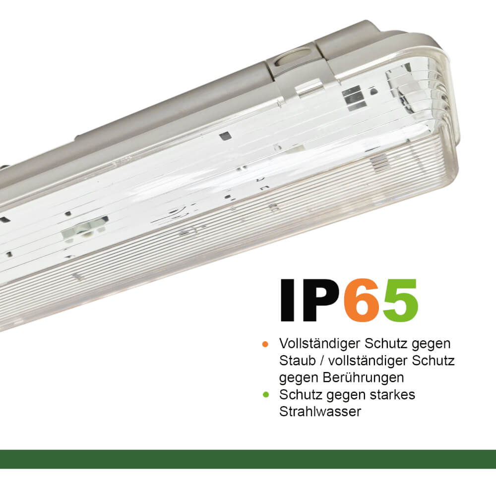 LED Feuchtraumleichte 120cm 2 - flm. vorverdrahtet für LED Röhren - ELG Leuchten