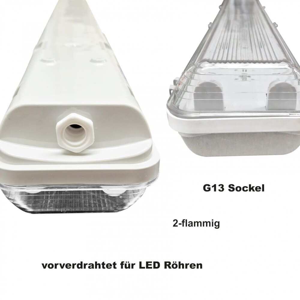 LED Feuchtraumleichte 120cm 2 - flm. vorverdrahtet für LED Röhren - ELG Leuchten