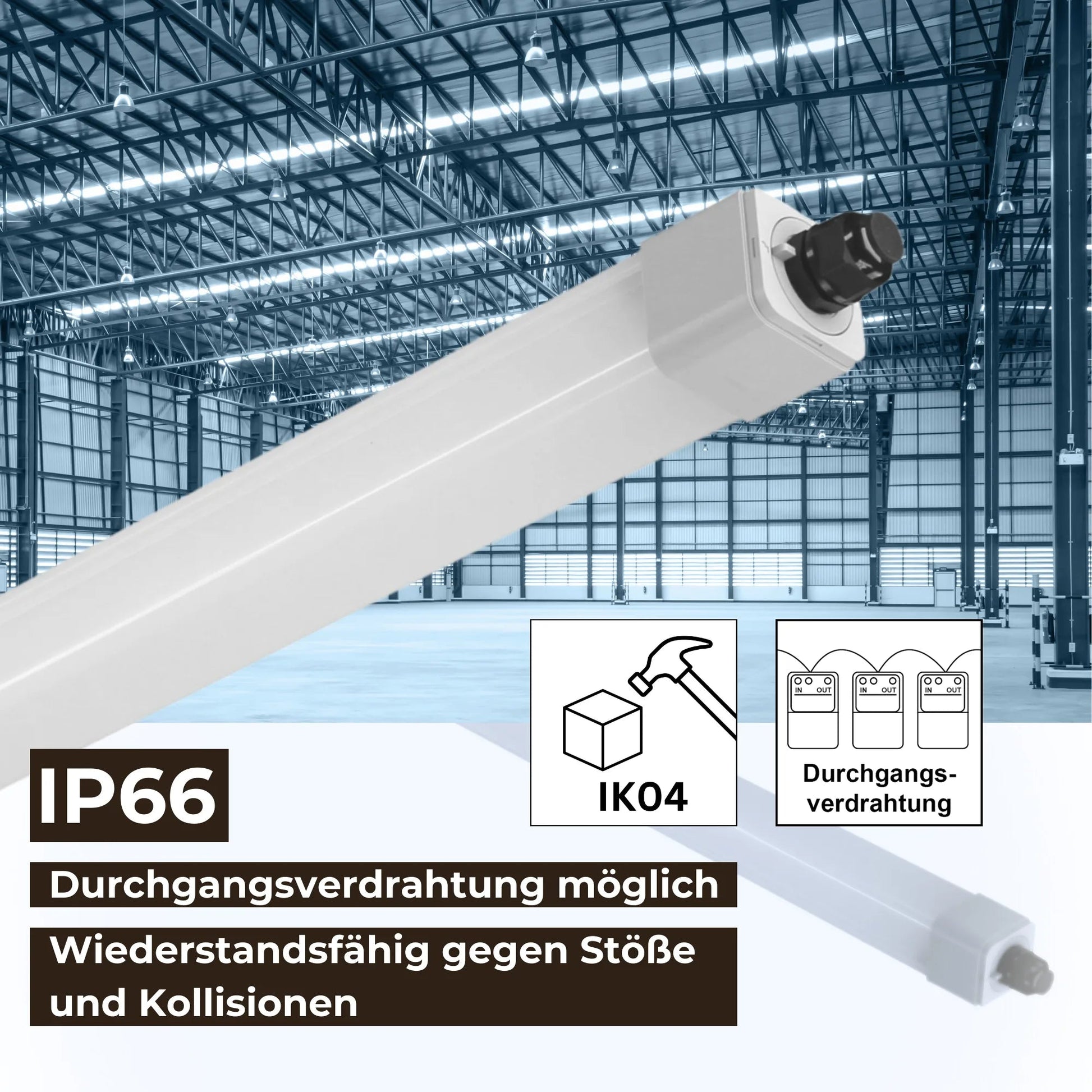 LED Feuchtraumleuchte 120cm 4000K oder 6500K 36W 4300lm IP66 - ELG Leuchten
