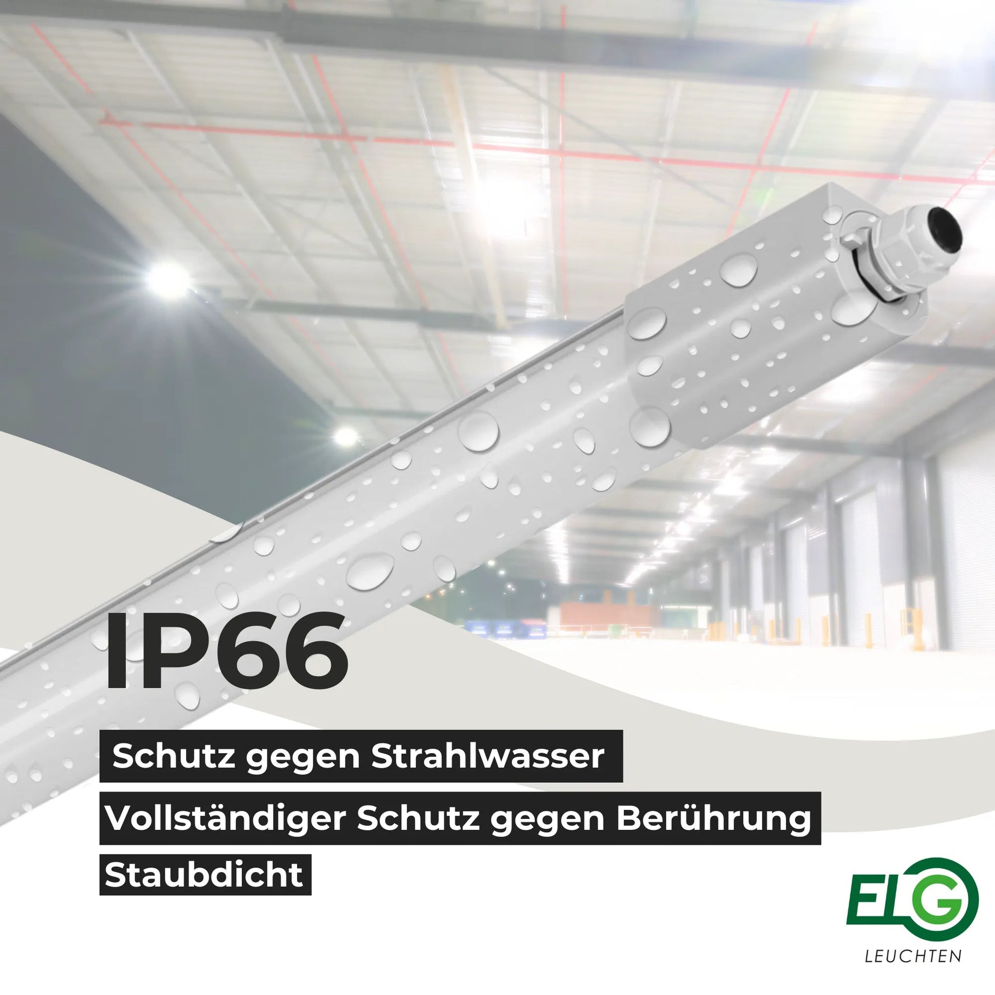 LED Feuchtraumleuchte 120cm 4000K oder 6500K Leistung umschaltbar 17W/33W 2100lm/4000lm IP66 wasserfest - ELG Leuchten