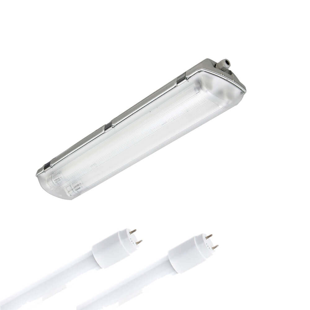 LED Feuchtraumleuchte 60cm 2 - flammig vorverdrahtet für LED Röhren - ELG Leuchten