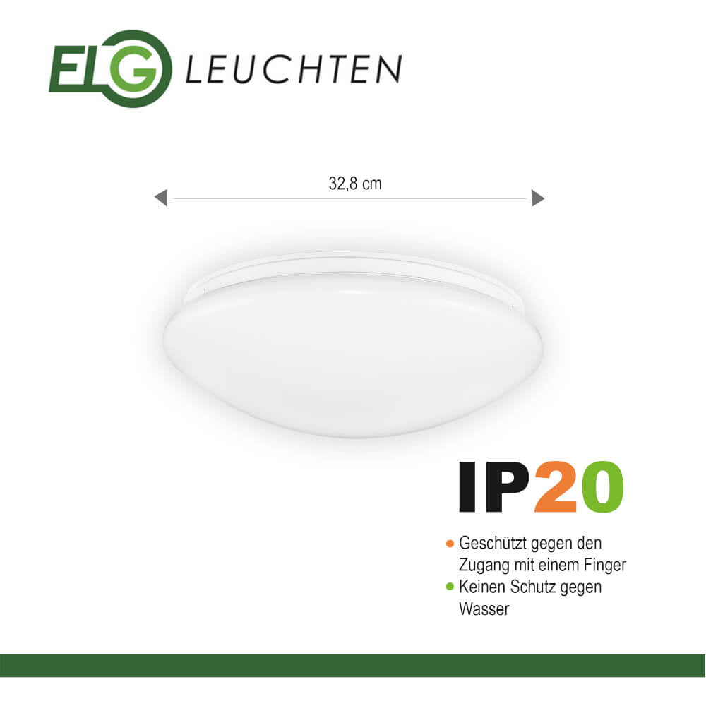 LED Opalglasleuchte 24W 4000K Ø: 328mm 1680lm IP20 - ELG Leuchten