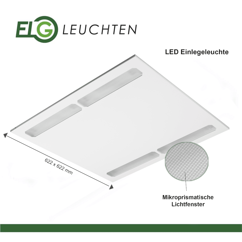LED Panel, Einlegeleuchte, 36 Watt , 3000K, Micropris. Abdeckung 3000K - ELG Leuchten