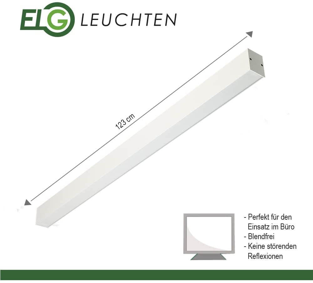 LED Pendelleuchte Anbauleuchte 120cm mit opaler Abdeckung - ELG Leuchten