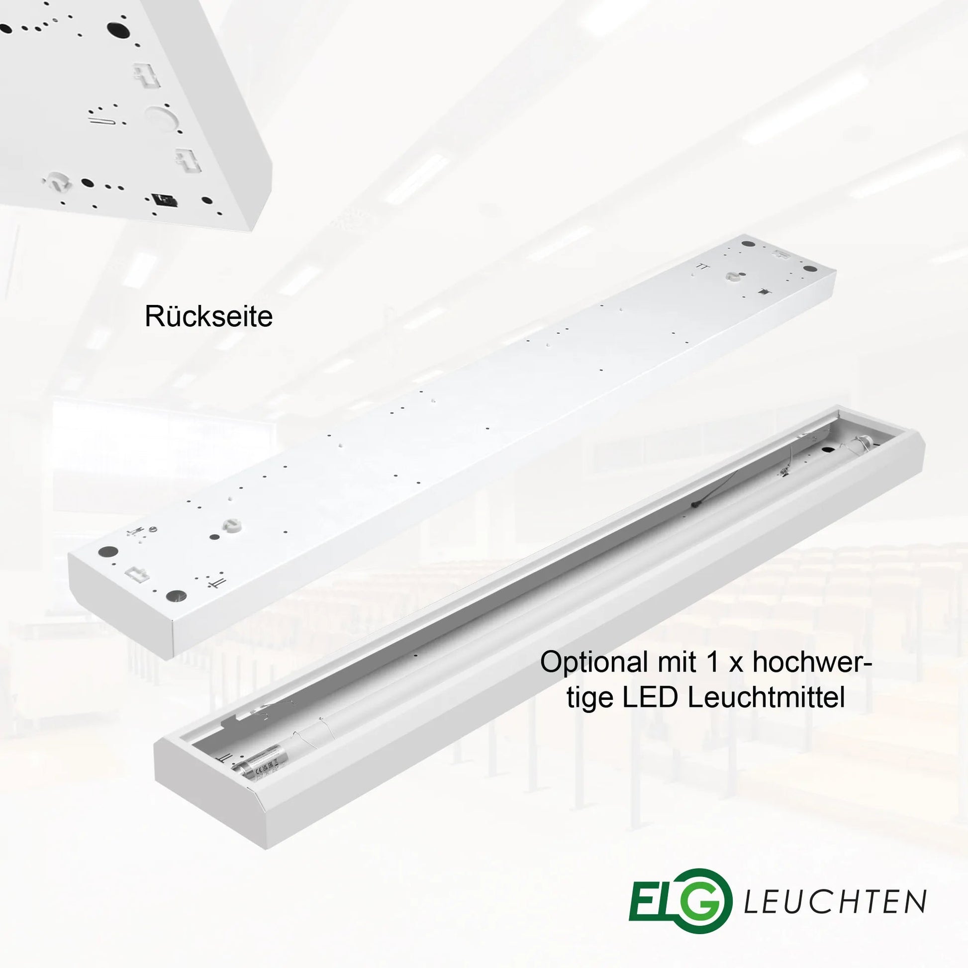 LED Rasteranbauleuchte Single - Raster 120cm 1 - flammig vorverdrahtet für LED Röhren - ELG Leuchten