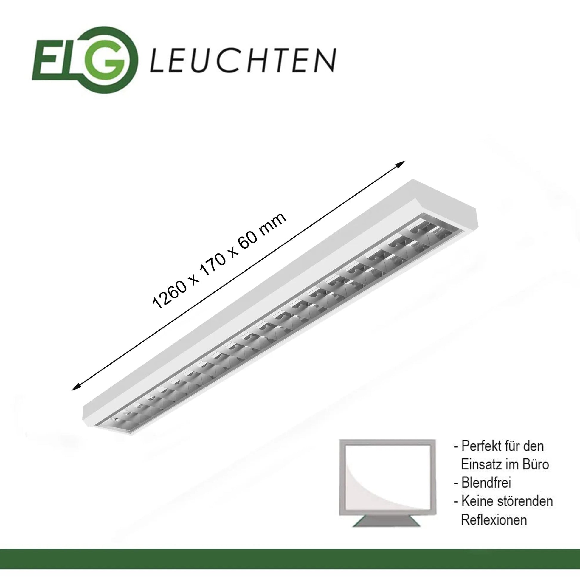 LED Rasteranbauleuchte Single - Raster 120cm 1 - flammig vorverdrahtet für LED Röhren - ELG Leuchten