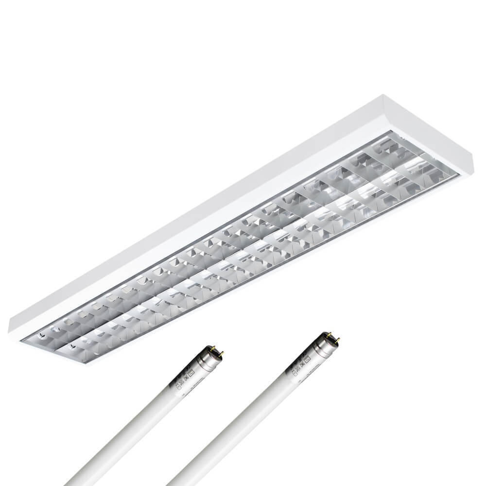 LED Rasteranbauleuchte Single - Raster, 120cm, 2 - flammig, vorverdrahtet für LED Röhren - ELG Leuchten