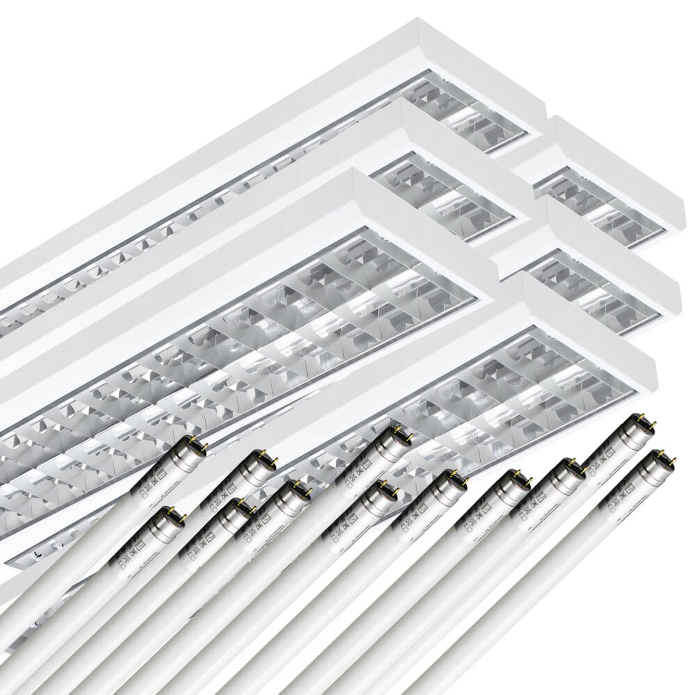 LED Rasteranbauleuchte Single - Raster, 120cm, 2 - flammig, vorverdrahtet für LED Röhren - ELG Leuchten
