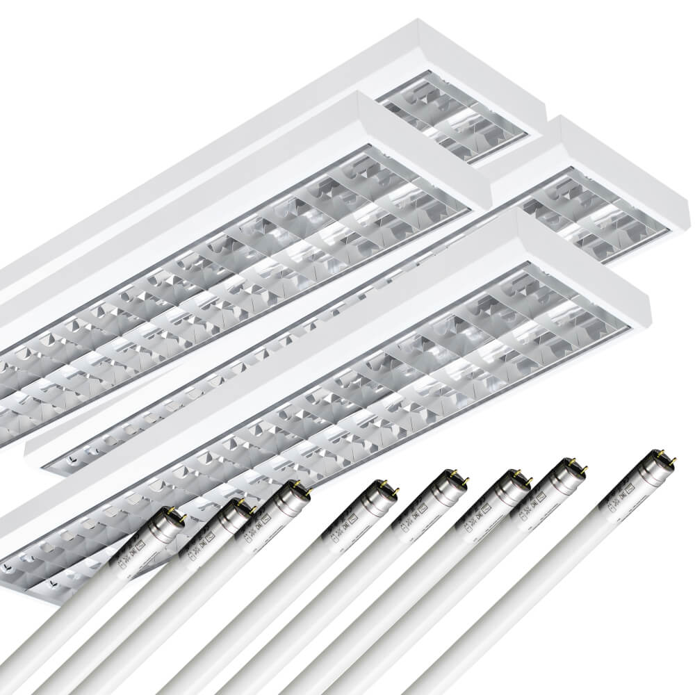 LED Rasteranbauleuchte Single - Raster, 120cm, 2 - flammig, vorverdrahtet für LED Röhren - ELG Leuchten