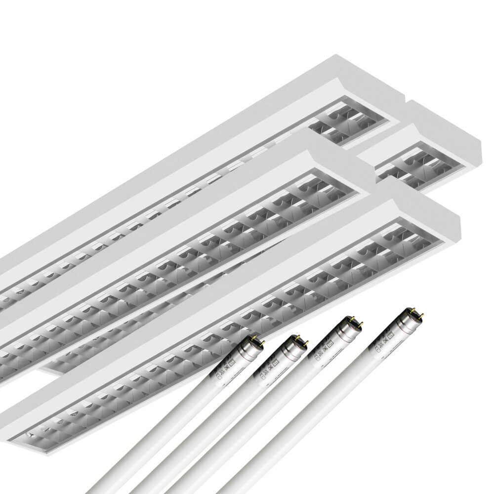 LED Rasteranbauleuchte Single - Raster, 150cm, 1 - flammig, vorverdrahtet für LED Röhren - ELG Leuchten