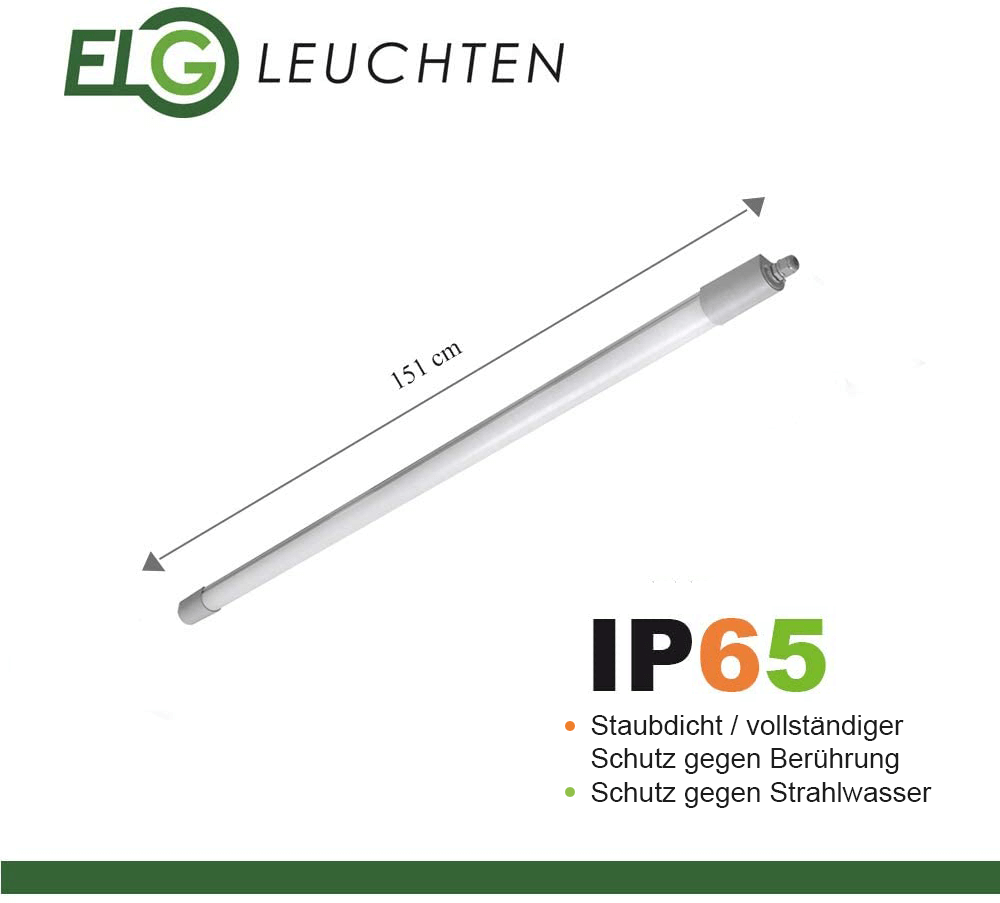 Schmale LED Feuchtraumleuchte 50W COB 6000lm 4000K IP65 - ELG Leuchten