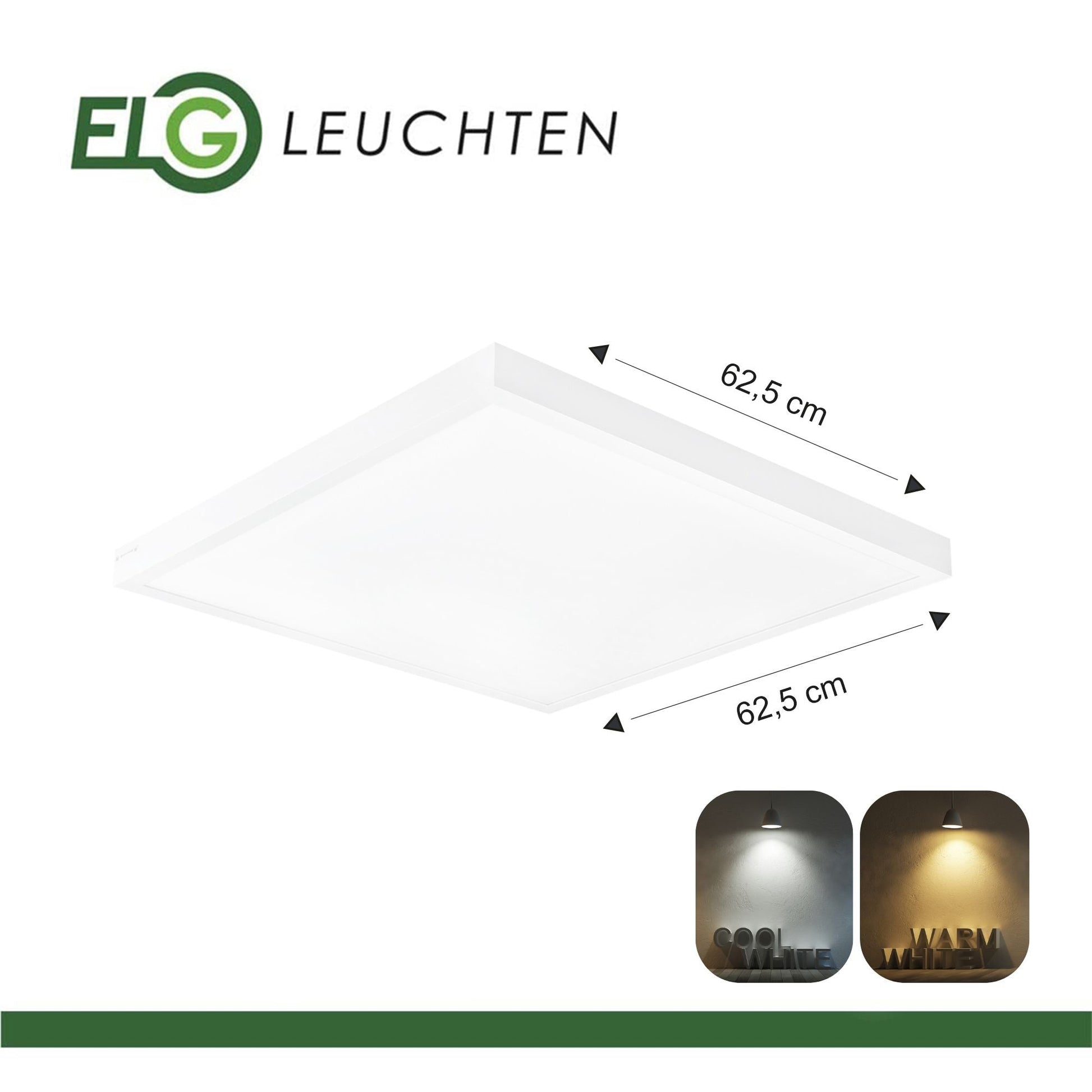 Ultraflache LED - Aufbauleuchte in 4 Varianten mit direktem Licht und einstellbarer Lichtfarbe in 3000K und 4000K - ELG Leuchten