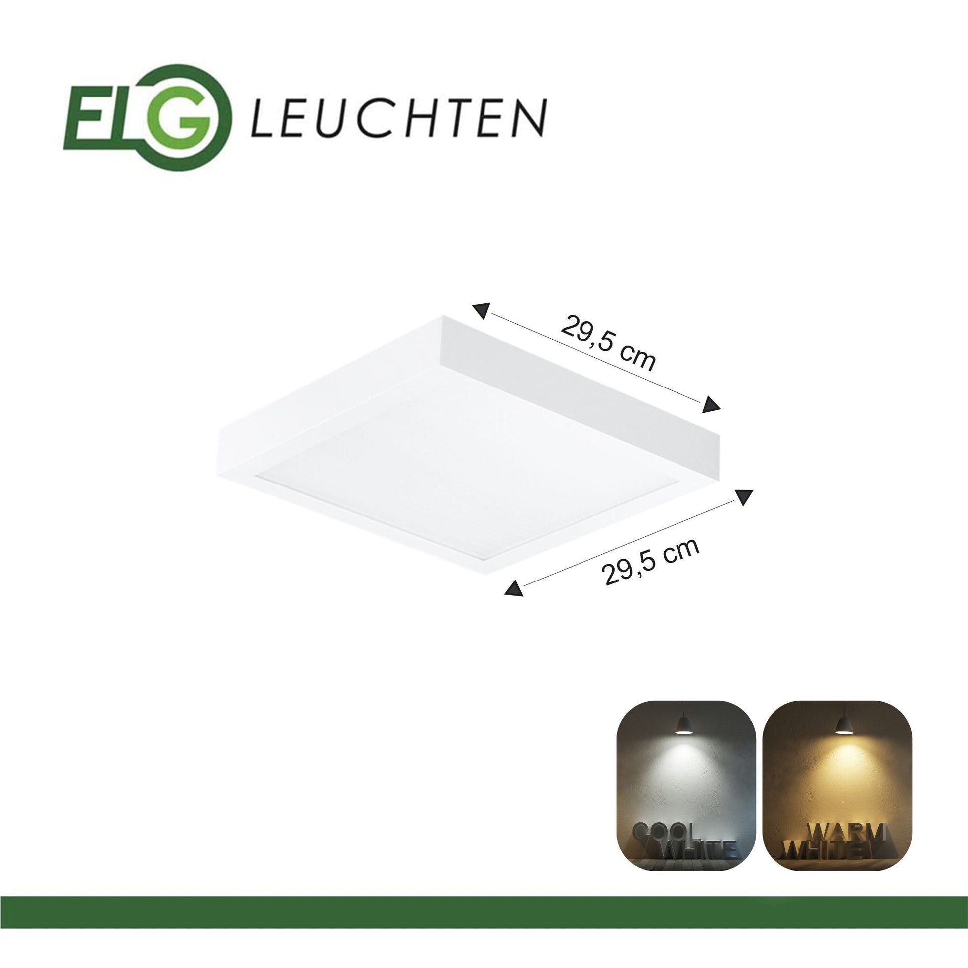 Ultraflache LED - Aufbauleuchte in 4 Varianten mit direktem Licht und einstellbarer Lichtfarbe in 3000K und 4000K - ELG Leuchten