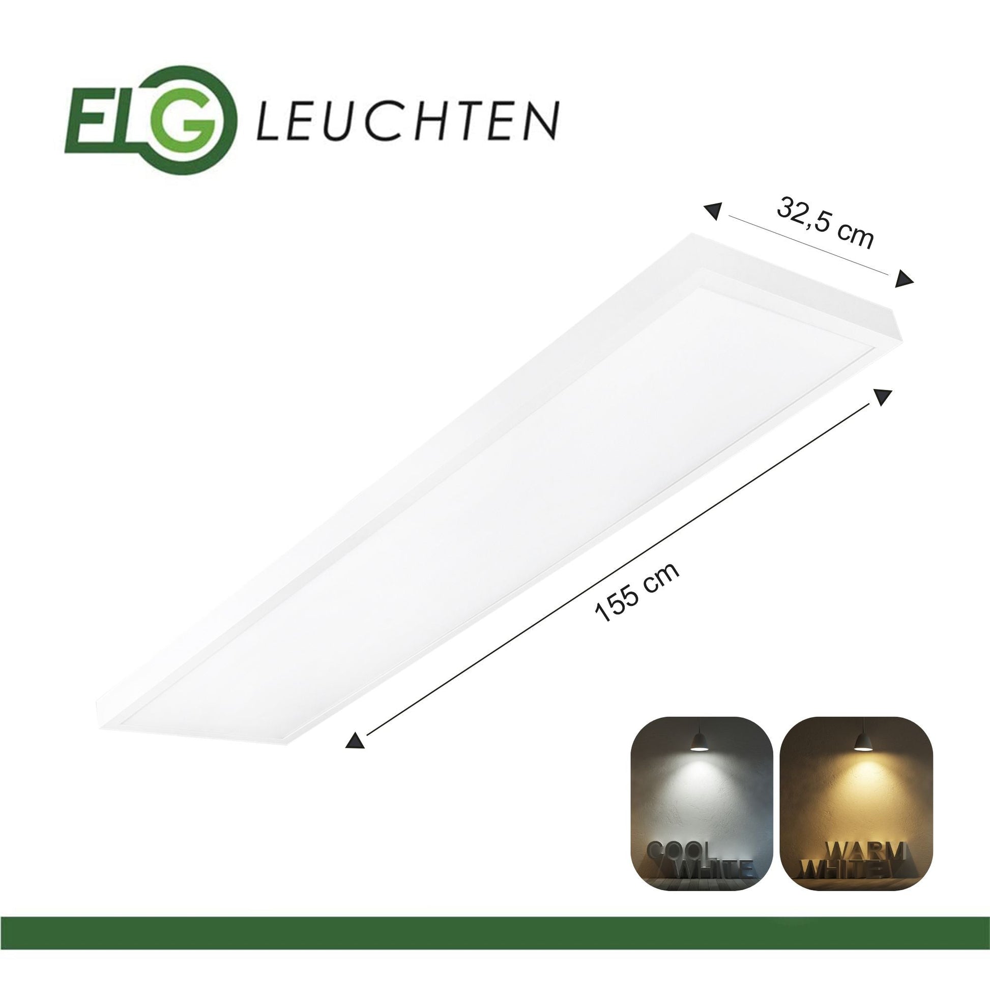 Ultraflache LED - Aufbauleuchte in 4 Varianten mit direktem Licht und einstellbarer Lichtfarbe in 3000K und 4000K - ELG Leuchten