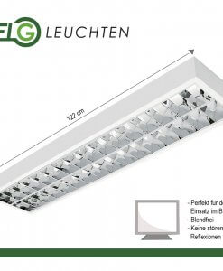 LED Rasteranbauleuchte inkl 2x16W LED 4000K 2x1700lm Büroleuchte 1,20m BAP