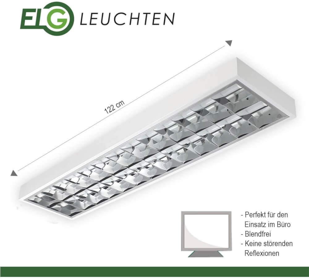 ELG Leuchten GmbH LED Rasteranbauleuchte 120cm 2-flammig BAP Raster