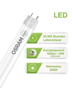 Osram LED 3000K 120cm Röhre 15W, 1620lm, Warmweiss