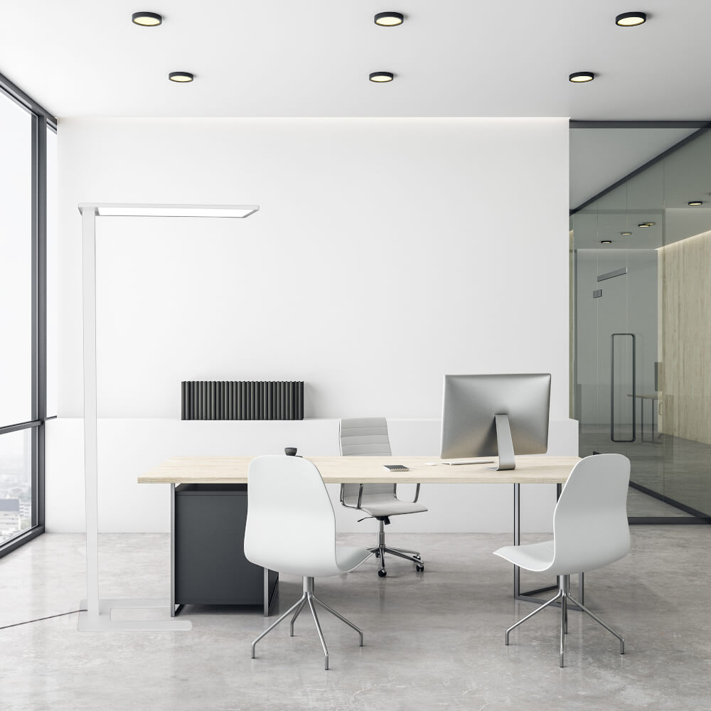 Stehleuchte LED Design Grau Büroleuchte Touch Display Bewegungssensor