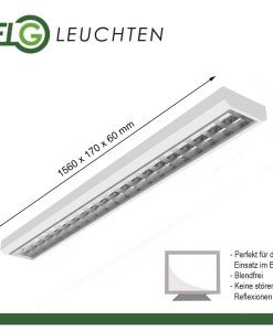 LED Rasterleuchte 1-flammig Maße 150cm